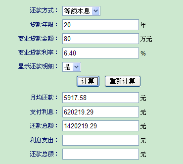 2011最新房贷计算器 住房按揭计算